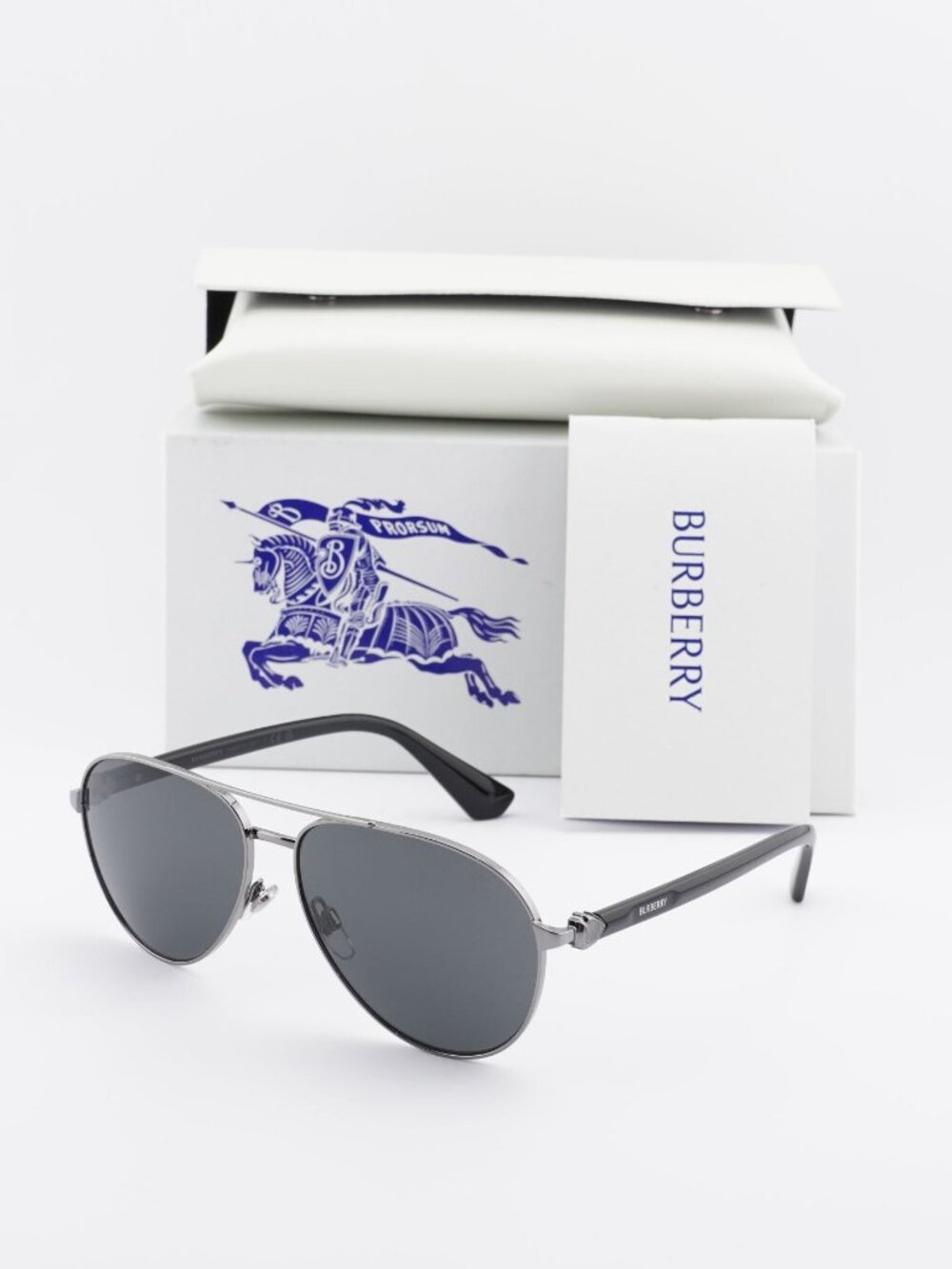 Burberry BE3167 100387 Aviator Sunglasses - Gunmetal / Grey